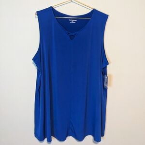 NWT Catherine's Royal Blue Tank with Criss Cross Neck Detail, size 1X